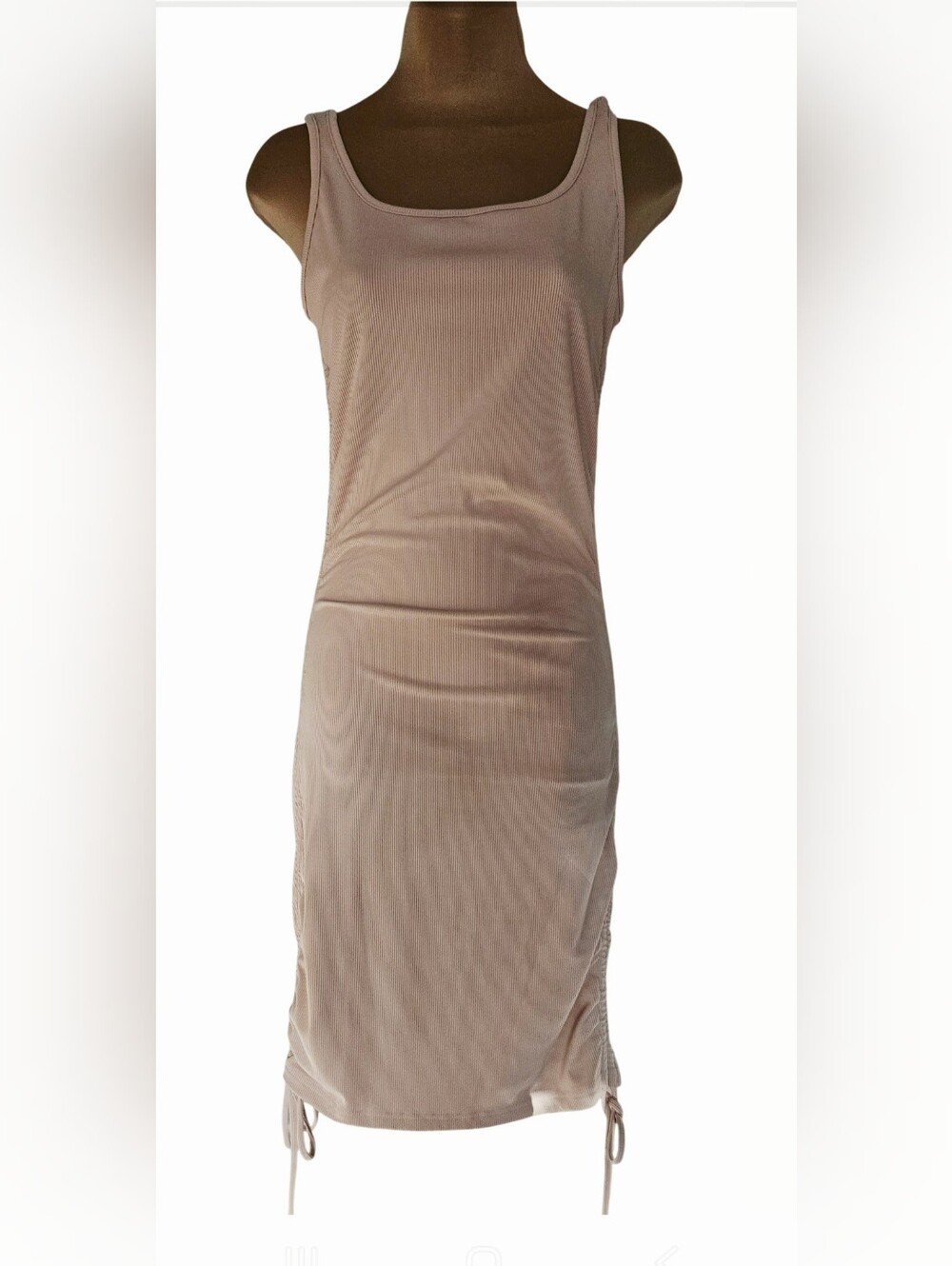 Tan Ribbed Tank Bodycon Dress